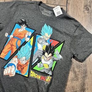 Dragon Ball Z Super T-Shirt Mens Small Gray Short Sleeve Goku Vegeta Sayan‎ NEW